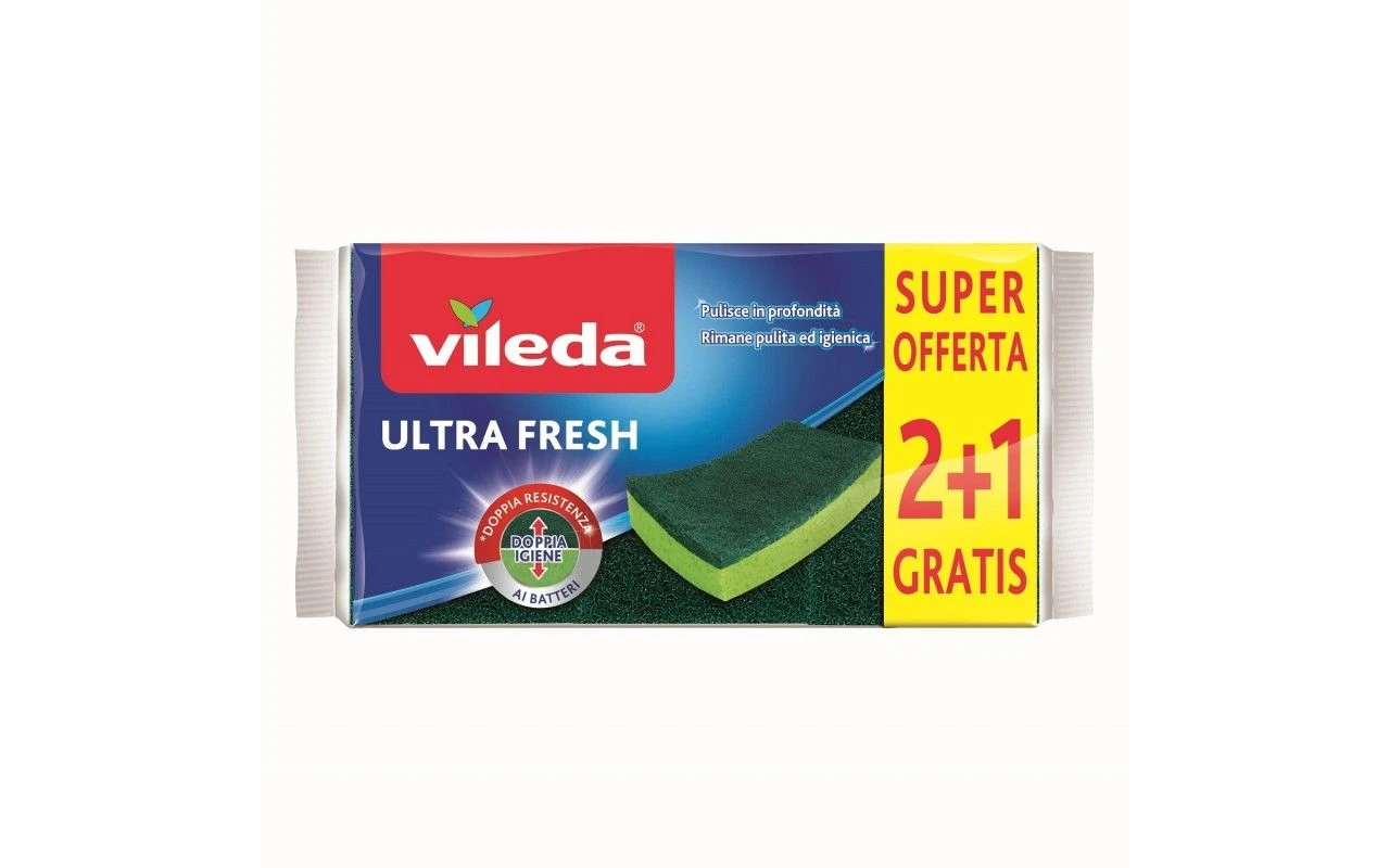 VILEDA SPUGNA CON ABRASIVA 3 PEZZI ULTRA FRESH - immagine 2