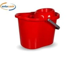 SECCHIO OVALE IN PLASTICA ROSSO CON STRIZZATORE 11LT