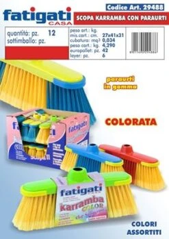 SCOPA KARRAMBA COLORATA CON PARAURTI IN GOMMA ASS