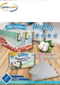 FOGLI FRESCHISSIMO PER ASCIUGATRICE CALDO COTONE 25 PEZZI