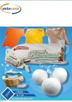 PALLINE 3 PEZZI DI LANA PER ASCIUGATRICE